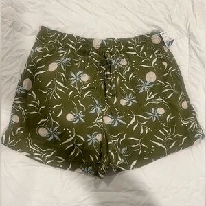 Calypso St. Barth Olive Floral High Waist Shorts